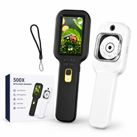 Loupe numérique pliable 500X avec lentille acrylique, lumière LED UV, modèle portable V8 pour la réparation de montres, l'inspection textile