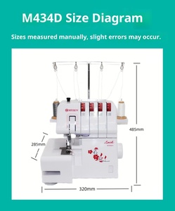 Machine à coudre multifonctionnelle domestique MYSEW M343D 1200 Sti/min, surjeteuse à quatre fils, robuste, avec accessoires - Product Image 4