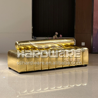 Ensembles de salon uniques en cuir Pu or Royal brillant