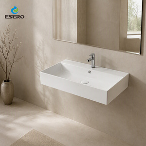 Lavabo en céramique blanc personnalisé OEM pour hôtel, installation facile - Product Image 4