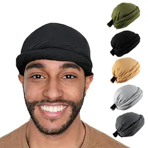 Cotton Slouchy Beanie Hip Hop Soft Men Twist Turban Hat Elastic Satin Lined African Men Halo Turban Head Wrap