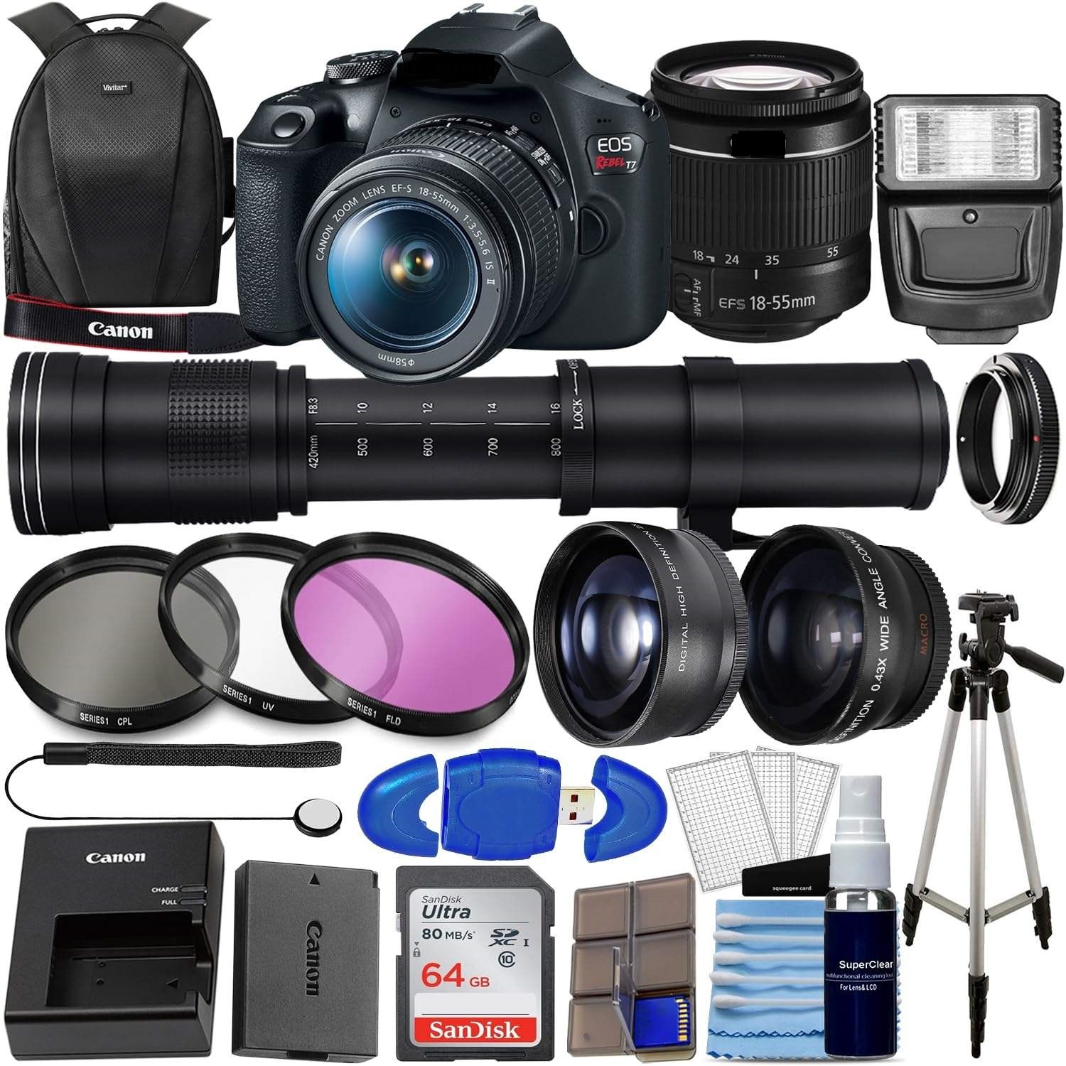 Free Shipping Rebels T7 DSLR <strong>Camera</strong> with 2 Lens Kit with EF18-55mm