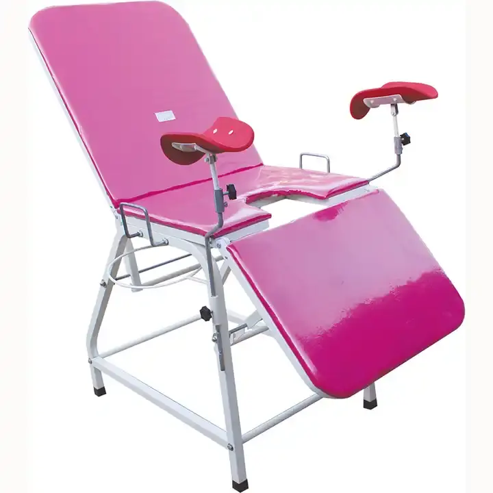 Hôpital médical utilisé pas cher prix portable en acier inoxydable gynécologique obstétrique examen chaise table avec étrier