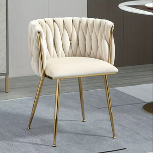 Sillas de Comedor Clásicas Modernas con Patas de Metal Dorado, Tapicería de Terciopelo Suave, Muebles de Hotel de Lujo, Color Personalizado - Product Image 6