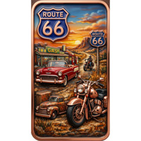 1 oz 5 oz Cuivre pur 999 plaqué électrolytiquement Route 66 Open Road Bar en relief UV coloré imprimé en typographie, effet proof-like, sans fin