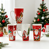 Lots de tasses à café en céramique hautes et festives sur le thème de Noël personnalisé pour l'achat commercial B2B auprès de fournisseurs