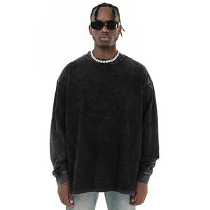 <span class=keywords><strong>T</strong></span>-<span class=keywords><strong>shirt</strong></span> unisexe à manches longues en coton lourd de luxe, lavage à l'acide, 230 g, numéros imprimés, en vrac pour hommes - Product Image 2