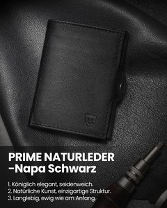 Thumbs-up <span class=keywords><strong>Mini</strong></span> người đàn ông Pop Up chủ thẻ Nappa da đen cổ điển tối giản dây kéo túi tiền xu Pop Up nút trifold Ví - Product Image 4