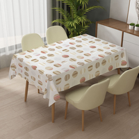 Nappe rectangulaire blanche en plastique anti-rayures, lavable, en toile cirée pour table de camping et de salle à manger