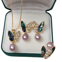 Ensemble de bijoux de mode pour femme, collier, bague et boucles d'oreilles en laiton plaqué or avec perles d'eau douce, idéal pour un cadeau de mariage, livraison directe