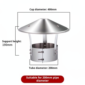 Capot de cheminée rond en acier inoxydable de 8 pouces, très vendu, pour poêle/extérieur, idéal pour les pièces de cheminée - Product Image 2