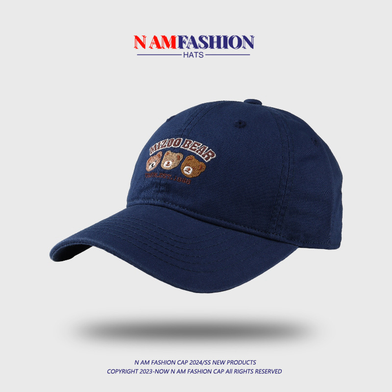 Three bear head baseball cap navy blue