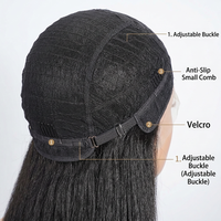 Perruque bandeau synthétique noire naturelle 1B, texture Kinky Straight, prête à l'emploi, sans colle, pour usage quotidien