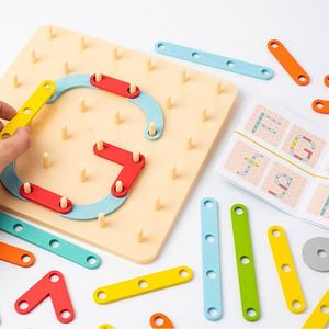 Geometrical Figures Shape Color Pegboard Sorter Set Montessori <b>Puzzle</b> Creative Board with Pattern Cards - Product Image 1