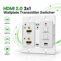   2.0 3x1 Commutateur-émetteur mural 4K 60Hz HDBaseT Extender PoC IR RS232 sur câble CATx pour contrôle AV de salle de conférence