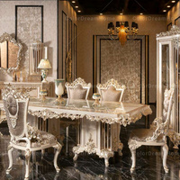 Ensemble de table à manger de luxe en bois massif royal de la turquie 4 chaises ensembles de meubles de salle à manger de restaurant de cuisine