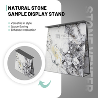 Maßgefertigtes Großes Marmor-Glasiertes Metall-Fliesendisplay mit LED-Beleuchtung Doppelseitiger Granit-Präsentationsständer Hochwertiger Ausstellungsstand