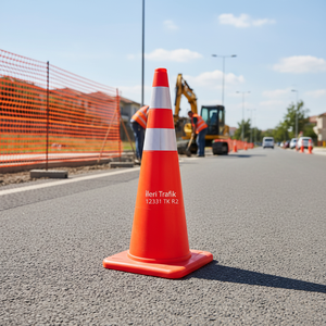 Cône de signalisation en PVC orange fluorescent avec double collier réfléchissant et base carrée 38,5x90cm 4,0 kg Ileri Trafik 12331 TK R2 - Product Image 3