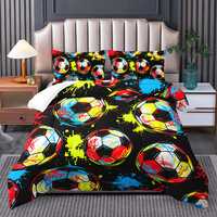 Ensemble de couette pour enfants motif terrain de football et ballon de soccer, taille Queen, en microfibre respirante, design contemporain pour garçons et filles