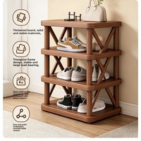 Meuble à chaussures moderne et minimaliste avec pieds en bois massif, 10 étagères, design compact, nouveau modèle 2026, armoire de rangement multi-niveaux pour la maison