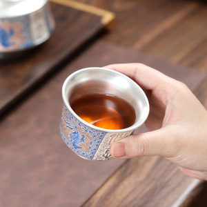 Silver Gilded <b>Tea</b> <b>Set</b> One Teapot Four Cups Durable Commercial Use Gift For Elders Or Business Present - Product Image 3