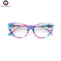 Vente en gros de montures optiques en acétate polies à la main, colorées, avec logo personnalisé, montures de lunettes pour femmes de style œil de chat, lunettes optiques de luxe