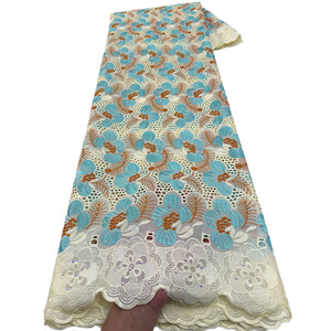 <span class=keywords><strong>Dentelle</strong></span> <span class=keywords><strong>blanche</strong></span> en coton pour tissus de <span class=keywords><strong>robe</strong></span> en voile suisse, écologique, pour <span class=keywords><strong>robe</strong></span> de mariée nigériane décorée de strass - Product Image 5