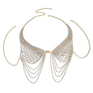 Chaîne de corps transfrontalière tendance, motif ailes d'ange, style européen et américain, richement ornée de diamants brillants et de pampilles - Product Image 5