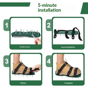 Chaussures aérateuses <span class=keywords><strong>de</strong></span> pelouse à 13 pointes, sangle réglable, vert/noir, profondeur <span class=keywords><strong>de</strong></span> piquage <span class=keywords><strong>de</strong></span> 4,2 cm pour l'aération du <span class=keywords><strong>gazon</strong></span>, l'entretien du sol et <span class=keywords><strong>de</strong></span> la pelouse, la maintenance du jardin - Product Image 4