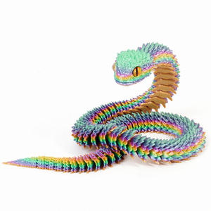 マルチカラー<span class=keywords><strong>3D</strong></span>プリントバイパーヘビ関節可動ジョイントアニマルモデルデスク装飾クリエイティブギフト認知玩具 - Product Image 4