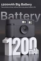 Appareil photo numérique compact rétro sans écran pour enfants, 12MP, 8 filtres, flash LED, batterie lithium 1200mAh, camping et réseaux sociaux