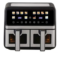 Friteuse à air double panier 2100W pour la maison, four intelligent multifonctionnel de 8L à grande capacité et visible