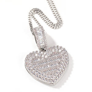 Hiphop Heart Shape <strong>Locket</strong> With Picture Bigger Size Photo Pendant Necklace Memorial Photo Pendant - Product Image 1
