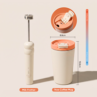 Ensemble cadeau de tasse à café isotherme avec mousseur à lait électrique, tasse de voyage en acier inoxydable, kit de vaisselle réutilisable pour logo personnalisé