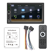 Radio Reproductor MP5 Android 10 Universal de 2 Din y 7 Pulgadas con Pantalla Táctil IPS, GPS, Wifi, Cámara Trasera y DVD para Automóvil