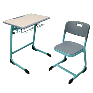 Conjunto de estudio para niños-Diseño ergonómico azul y madera con estantería integrada y pies antideslizantes para el aula/aprendizaje en el hogar - Product Image 2