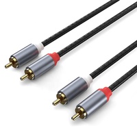 Câble Audio stéréo blindé mâle à mâle plaqué or 2RCA haut de gamme 24K pour TV DVD amplificateur Sound Box voiture Xbox pour PS3 haut-parleur