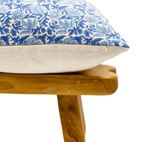 Housse de coussin décorative en coton imprimé floral bleu et blanc 100% coton pour canapé, salon, décoration de la maison, vente en gros