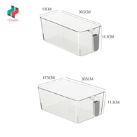 Boîte de rangement rectangulaire en acrylique écologique pour cuisine, bac de rangement en plastique pour réfrigérateur avec poignée, gain de place, vente en gros