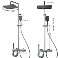 Robinet de douche en acier inoxydable de luxe avec affichage numérique, système de douche mural, pomme de douche pluie, thermostatique intelligent