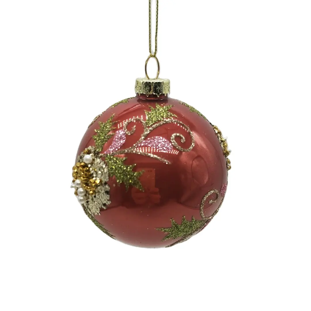 Лидер продаж, 8 см, глянцевый Рождественский хрустящий шар, Рождественский стеклянный шар, украшения для рождественской елки