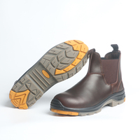 Nouvelle conception Bottes de sécurité en cuir Crazy Horse Semelle en caoutchouc Antidérapante Bottes Chelsea de travail Vente chaude Bottes de sécurité d'usine