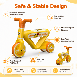 Bicicleta de Equilibrio para Bebés Luddy, Juguete Autorizado B.Duck, Andador de 4 Ruedas para Niños Pequeños, Cuerpo de HDPE, Ruedas de PVC, Triciclo para Niños de 1 a 3 Años - Product Image 3