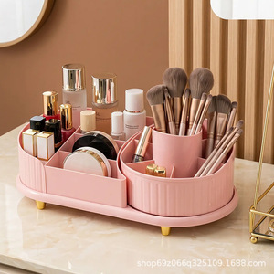 Cosmetic <b>Storage</b> Box <b>With</b> Divided Compartments For Makeup Brushes Lipsticks Skincare Products On <b>Dressing</b> <b>Table</b> - Product Image 3