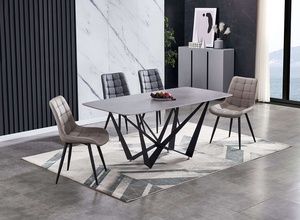现代家居家具可延伸MDF大理石陶瓷顶部木质彩色餐桌 - Product Image 5