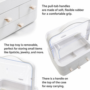 Organizador de Cosméticos Portátil de 3 Niveles para Encimera, Organizador de Maquillaje a Prueba de Polvo, Estuche para Cosméticos, Organizador de Belleza, <span class=keywords><strong>Caja</strong></span> de Maquillaje - Product Image 5