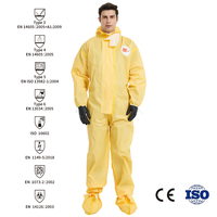 Combinaison de protection jetable jaune certifiée CE de type 3 pour les risques biologiques et chimiques, fournie par l'usine
