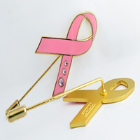 Vente directe d'usine de broches de ruban colorées en forme de coeur Badges de sensibilisation au cancer vêtements cartable et accessoires