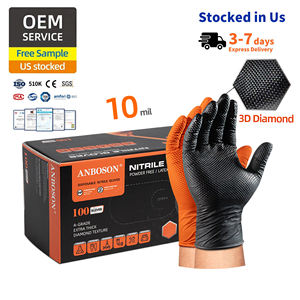 Sarung tangan nitril sekali pakai 8Mil-pegangan tekstur berlian, bebas bubuk & tahan kimia, makanan aman dan pekerjaan industri nitril - Product Image 1
