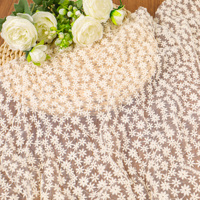 Tulle floral en maille tricotée brodé de marguerites blanches douces pour robe de mariée, robe de soirée pour filles, accessoires vestimentaires
